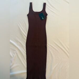 Fashion Nova Brown Ribbed Dress